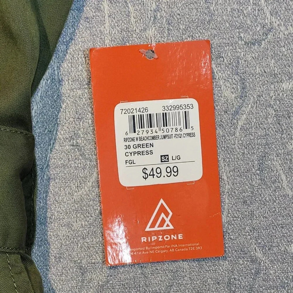 Ripzone Cypress Green NWT Short Sleeve Button Down Romper Size Large - Picture 8 of 11